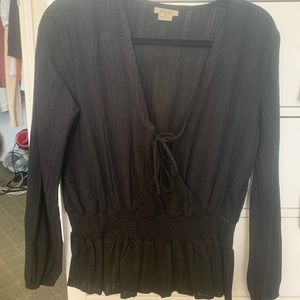 Black tie front tunic top